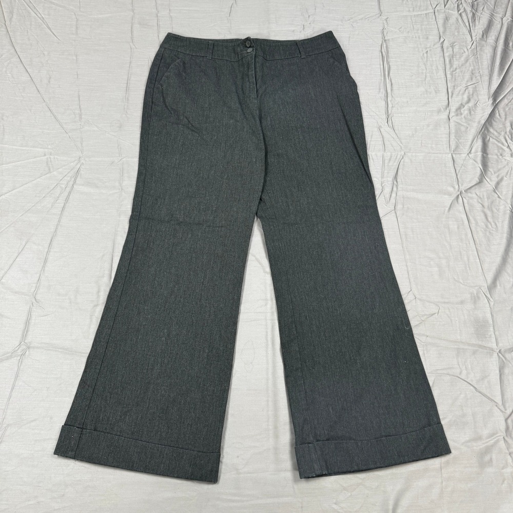 New York & Company Gray Wide Leg Cuffed Dress Pants Trousers Size 16 Average